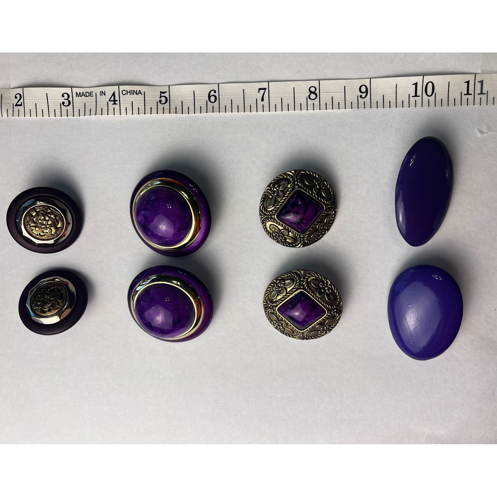 Lot Of 8 Vintage‎ Purple Clip On Earrings Assorted Styles Retro Designer